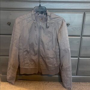 Armani Exchange Light Gray Quilted Bomber Jacket